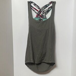Lululemon Athletica Gray Tank Top with Multicolor Strappy Back